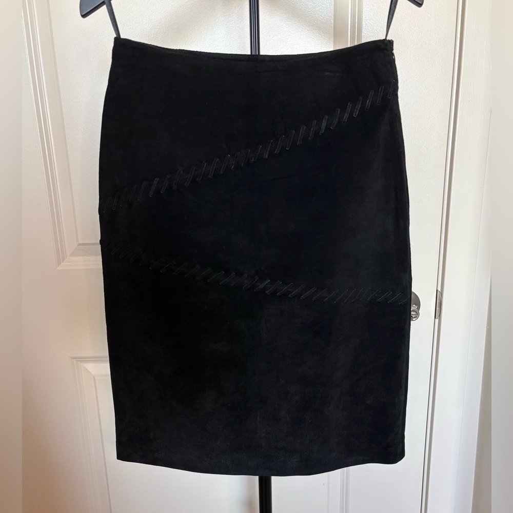 Vintage Y2K 100% Leather Suede Skirt Sonoma Jean Company Size 4